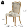 Dining Side Chair Set of 2 | Brown Heart-Shaped Wingback | Beige Fabric