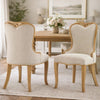 Dining Side Chair Set of 2 | Brown Heart-Shaped Wingback | Beige Fabric