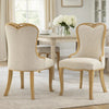 Dining Side Chair Set of 2 | Brown Heart-Shaped Wingback | Beige Fabric