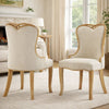 Dining Side Chair Set of 2 | Brown Heart-Shaped Wingback | Beige Fabric