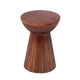 Kora Side End Table | 15" Round Drum Shape Ribbed Cone Pedestal | Brown
