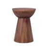 Kora Side End Table | 15" Round Drum Shape Ribbed Cone Pedestal | Brown