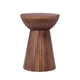 Kora Side End Table | 15" Round Drum Shape Ribbed Cone Pedestal | Brown