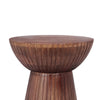 Kora Side End Table | 15" Round Drum Shape Ribbed Cone Pedestal | Brown