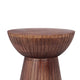 Kora Side End Table | 15" Round Drum Shape Ribbed Cone Pedestal | Brown