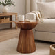 Kora Side End Table | 15" Round Drum Shape Ribbed Cone Pedestal | Brown