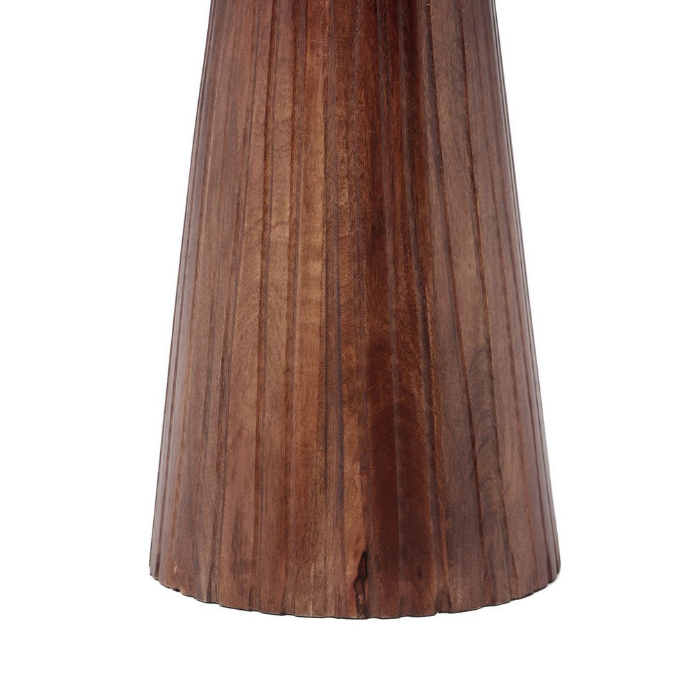 Kora Side End Table | 16" Round Top | Ribbed Cone Pedestal | Brown
