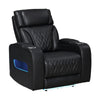 Jasi Power Reclining Chair | LED | Storage | USB Ports | Black Leather Aire