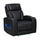 Jasi Power Reclining Chair | LED | Storage | USB Ports | Black Leather Aire