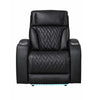 Jasi Power Reclining Chair | LED | Storage | USB Ports | Black Leather Aire