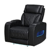 Jasi Power Reclining Chair | LED | Storage | USB Ports | Black Leather Aire