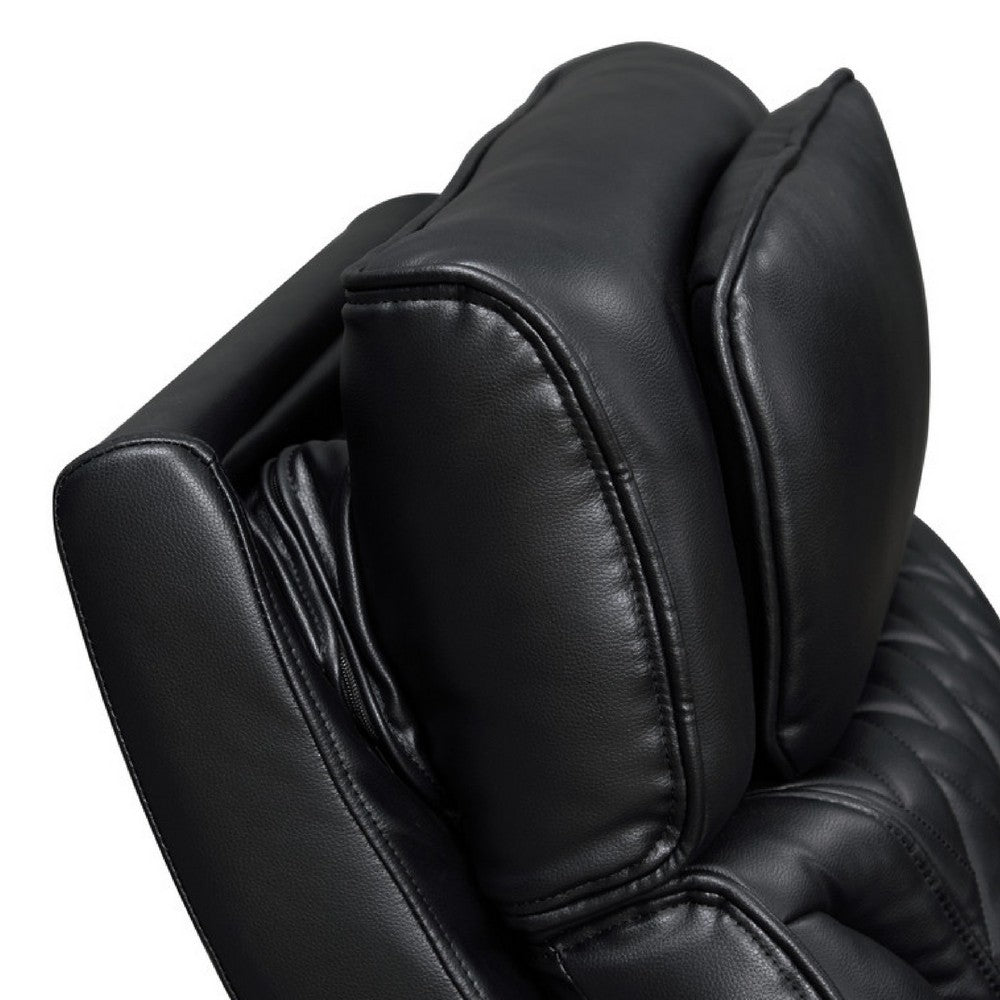 Jasi Power Reclining Chair | LED | Storage | USB Ports | Black Leather Aire