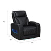Jasi Power Reclining Chair | LED | Storage | USB Ports | Black Leather Aire
