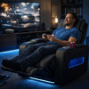 Jasi Power Reclining Chair | LED | Storage | USB Ports | Black Leather Aire