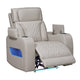 Jasi Power Reclining Chair | LED | Storage | USB Ports | Gray Leather Aire
