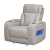 Jasi Power Reclining Chair | LED | Storage | USB Ports | Gray Leather Aire