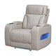 Jasi Power Reclining Chair | LED | Storage | USB Ports | Gray Leather Aire