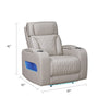 Jasi Power Reclining Chair | LED | Storage | USB Ports | Gray Leather Aire