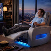 Jasi Power Reclining Chair | LED | Storage | USB Ports | Gray Leather Aire