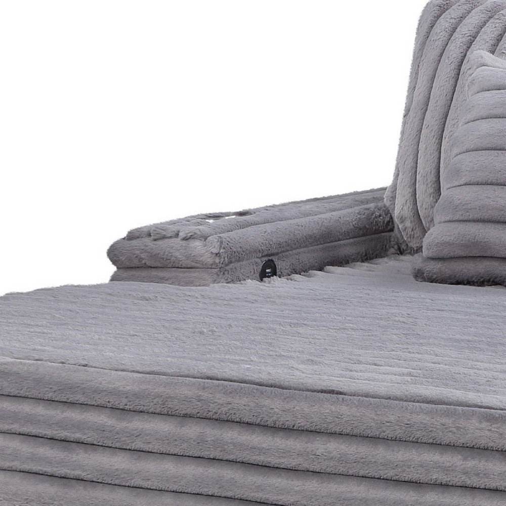 Mony Oversized Sofa Chaise Lounge Chair | USB, Cupholders | Gray Corduroy