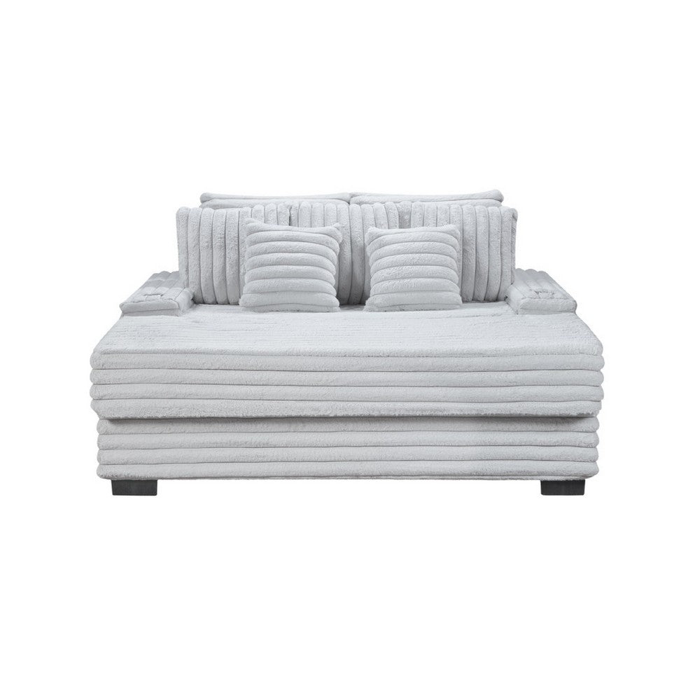 Mony Oversized Sofa Chaise Lounge Chair | USB, Cupholders | Gray Corduroy