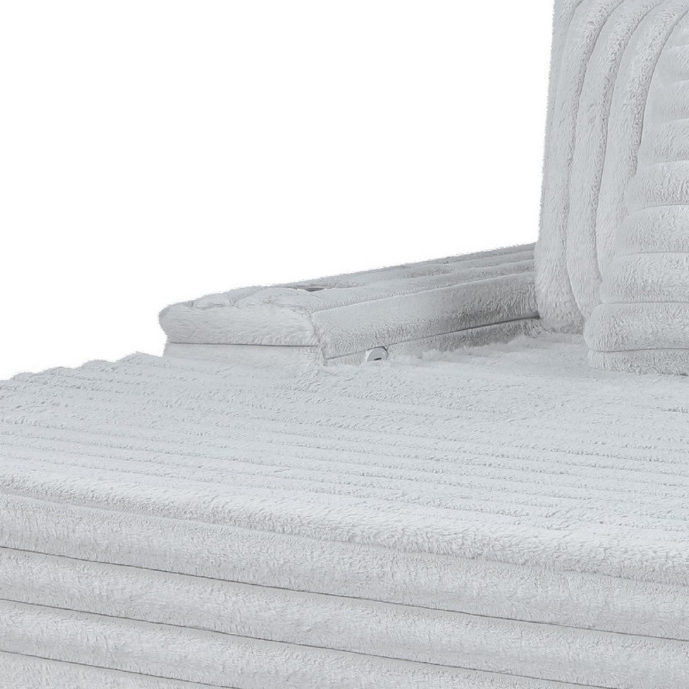 Mony Oversized Sofa Chaise Lounge Chair | USB, Cupholders | Gray Corduroy