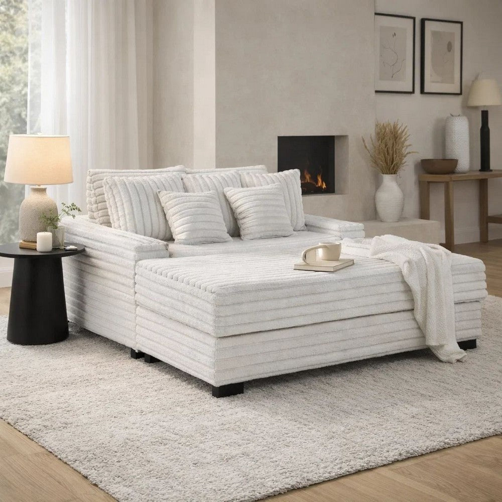 Mony Oversized Sofa Chaise Lounge Chair | USB, Cupholders | Gray Corduroy