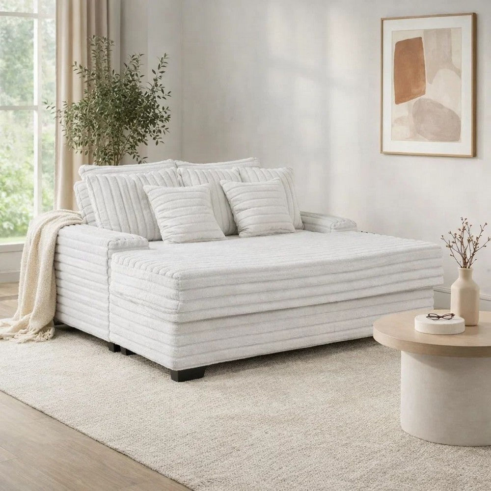 Mony Oversized Sofa Chaise Lounge Chair | USB, Cupholders | Gray Corduroy