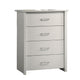 Kele Tall Dresser Chest | 4 Drawers Silver Handles | White Faux Laminate