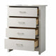 Kele Tall Dresser Chest | 4 Drawers Silver Handles | White Faux Laminate