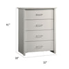 Kele Tall Dresser Chest | 4 Drawers Silver Handles | White Faux Laminate