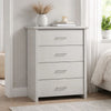 Kele Tall Dresser Chest | 4 Drawers Silver Handles | White Faux Laminate