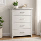 Kele Tall Dresser Chest | 4 Drawers Silver Handles | White Faux Laminate