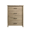 Kele Tall 4 Drawer Dresser Chest | Black Handles | Light Oak Brown Wood