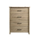Kele Tall 4 Drawer Dresser Chest | Black Handles | Light Oak Brown Wood