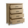 Kele Tall 4 Drawer Dresser Chest | Black Handles | Light Oak Brown Wood