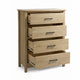 Kele Tall 4 Drawer Dresser Chest | Black Handles | Light Oak Brown Wood