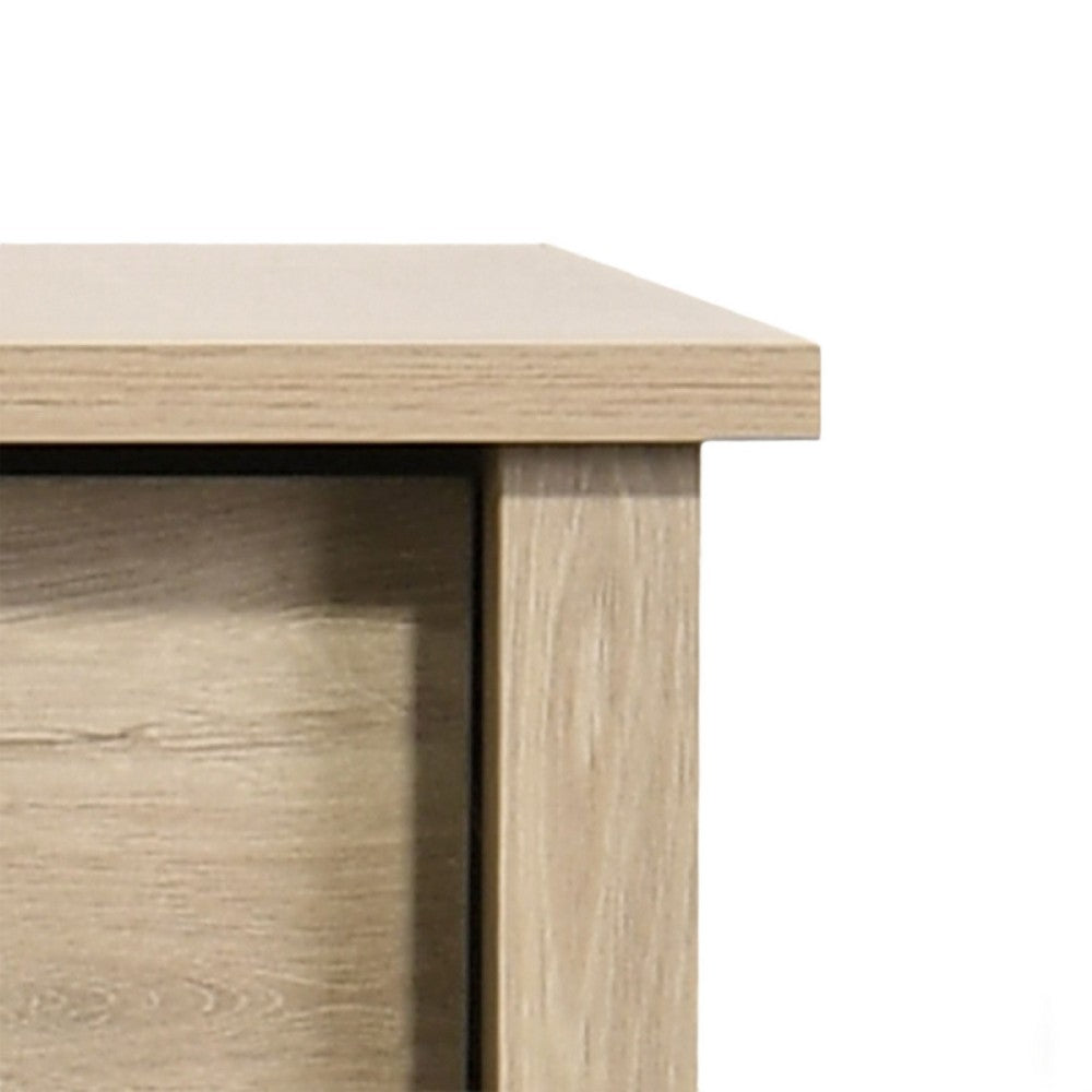 Kele Tall 4 Drawer Dresser Chest | Black Handles | Light Oak Brown Wood