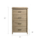 Kele Tall 4 Drawer Dresser Chest | Black Handles | Light Oak Brown Wood