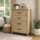 Kele Tall 4 Drawer Dresser Chest | Black Handles | Light Oak Brown Wood