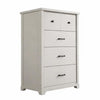 Lara 4 Drawer Tall Dresser Chest | Black Handles | White Faux Laminate