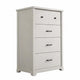 Lara 4 Drawer Tall Dresser Chest | Black Handles | White Faux Laminate