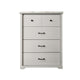 Lara 4 Drawer Tall Dresser Chest | Black Handles | White Faux Laminate