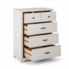 Lara 4 Drawer Tall Dresser Chest | Black Handles | White Faux Laminate