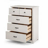 Lara 4 Drawer Tall Dresser Chest | Black Handles | White Faux Laminate