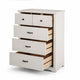 Lara 4 Drawer Tall Dresser Chest | Black Handles | White Faux Laminate