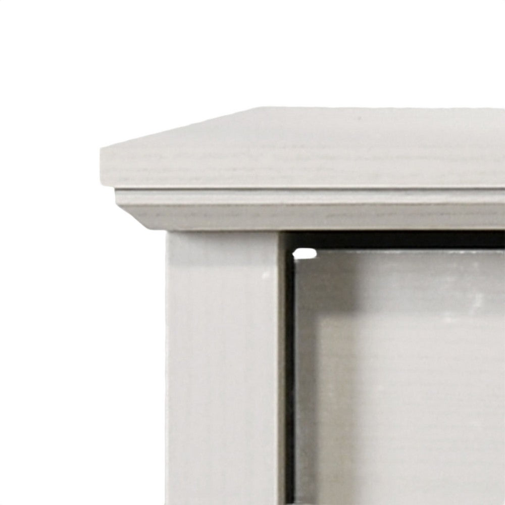 Lara 4 Drawer Tall Dresser Chest | Black Handles | White Faux Laminate