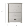 Lara 4 Drawer Tall Dresser Chest | Black Handles | White Faux Laminate