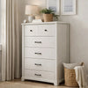 Lara 4 Drawer Tall Dresser Chest | Black Handles | White Faux Laminate