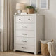 Lara 4 Drawer Tall Dresser Chest | Black Handles | White Faux Laminate